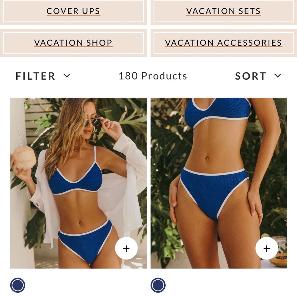 Vici Blue and White Bikini Sporty High-Cut Swimwear